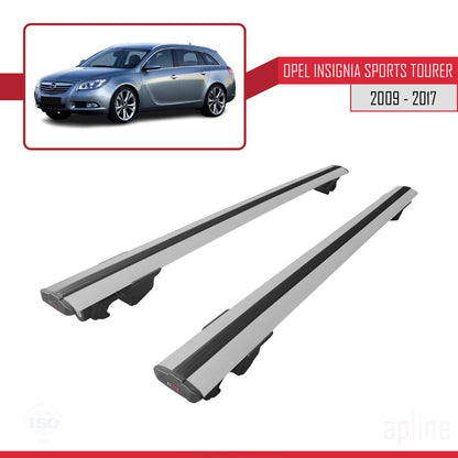 Compatible avec Opel Insignia (G09) ST 2009-2017 HOOK Model Barres de Toit Railing Porte-Bagages de Voiture Gris Aluminium 2 Barres
