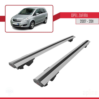 Compatible con Opel Zafira B (A05) Post-Facelift 2007-2011 HOOK Model Barras de Techo Auto Portaequipajes Barras Transversales Gris Aluminio 2 Barras