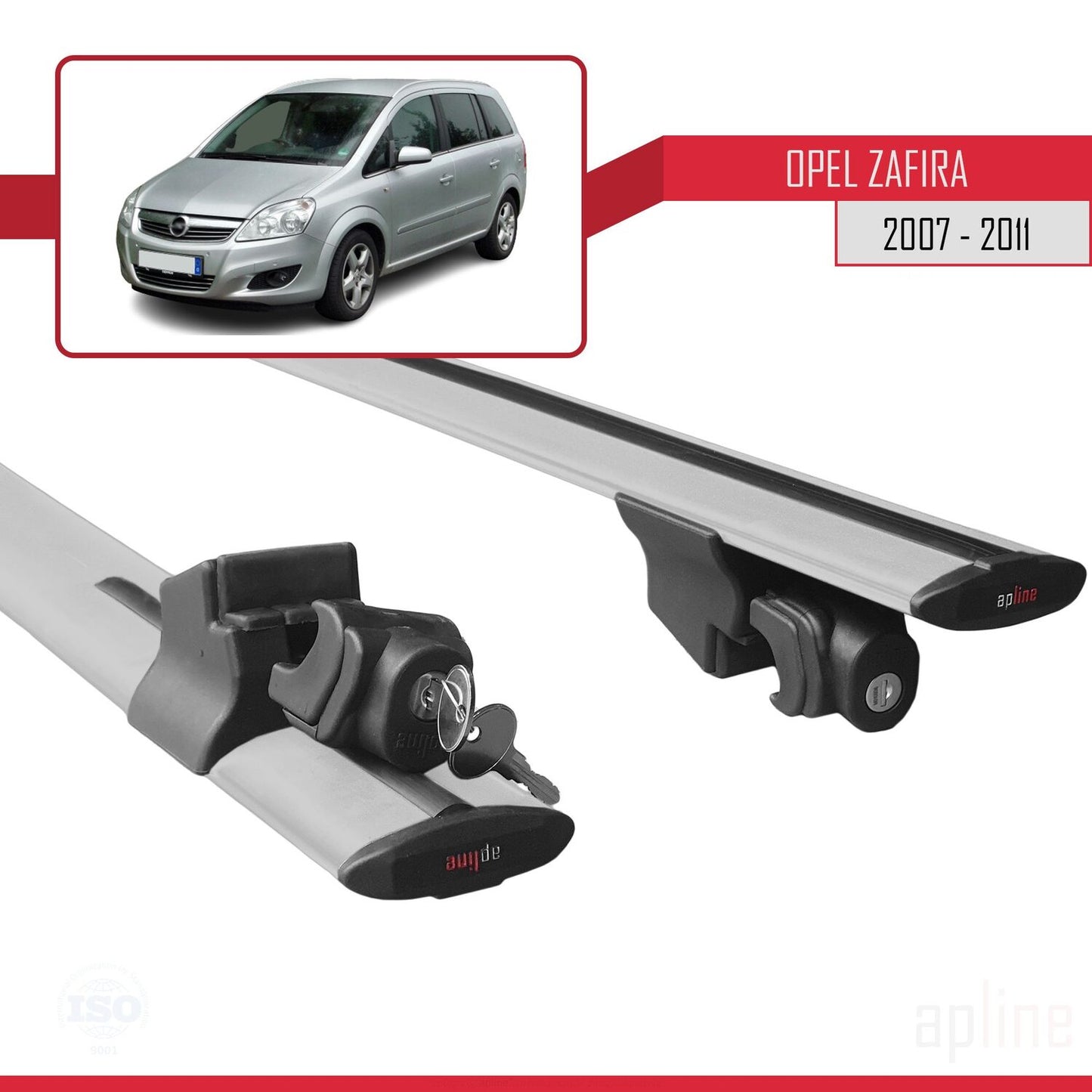 Compatible con Opel Zafira B (A05) Post-Facelift 2007-2011 HOOK Model Barras de Techo Auto Portaequipajes Barras Transversales Gris Aluminio 2 Barras