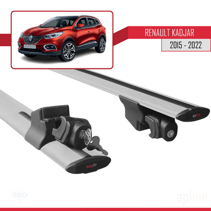 Compatible avec Renault Kadjar 2015-2022 HOOK Model Barres de Toit Railing Porte-Bagages de Voiture Gris Aluminium 2 Barres