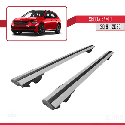 Compatible avec Skoda Kamiq 2019-2025 HOOK Model Barres de Toit Railing Porte-Bagages de Voiture Gris Aluminium 2 Barres
