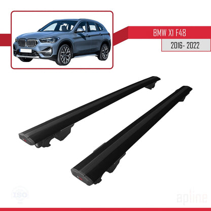 Compatibile con BMW X1 (F48) 2016-2022 modello HOOK Barre portatutto per auto Portapacchi in alluminio nero 2 barre
