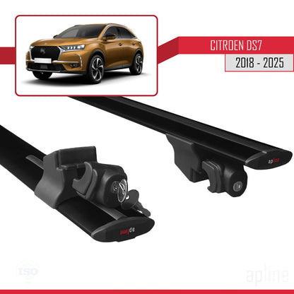 Compatibile con Citroen/DS 7 Crossback 2018-2025 modello HOOK Barre portatutto per auto Portapacchi in alluminio nero 2 barre