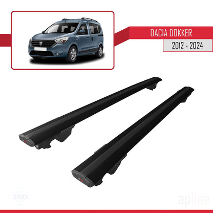 Compatibile con Dacia Dokker (K67) 2012-2024 Modello HOOK Barre portatutto per auto Portapacchi in alluminio nero 2 barre
