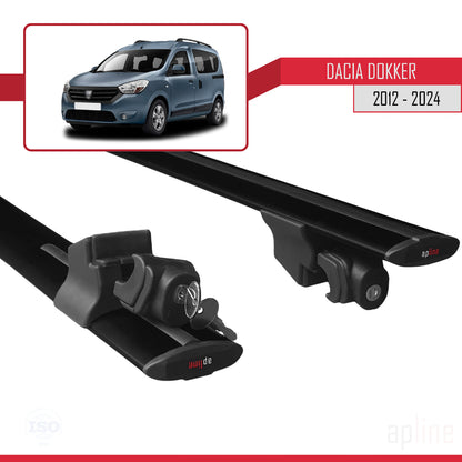 Compatibile con Dacia Dokker (K67) 2012-2024 Modello HOOK Barre portatutto per auto Portapacchi in alluminio nero 2 barre