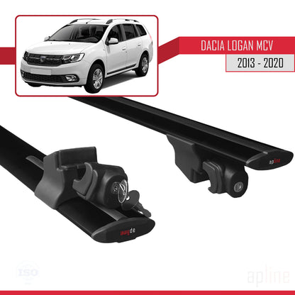 Kompatibel mit Dacia Logan 2 MCV (K52) 2013-2020 HOOK Modell Dachgepäckträger Gepäckträger Schwarz Aluminium 2 Stangen