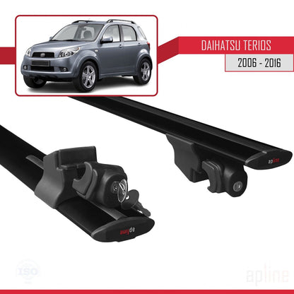 Compatibile con Daihatsu Terios 2 (J200) 2006-2016 modello HOOK Barre portatutto per auto Portapacchi in alluminio nero 2 barre