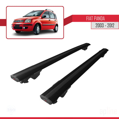 Compatibile con Fiat Panda 2 (169) 2003-2012 Modello HOOK Barre Portatutto Railing Portapacchi Auto Alluminio Nero 2 Barre
