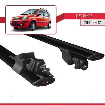 Compatibile con Fiat Panda 2 (169) 2003-2012 Modello HOOK Barre Portatutto Railing Portapacchi Auto Alluminio Nero 2 Barre