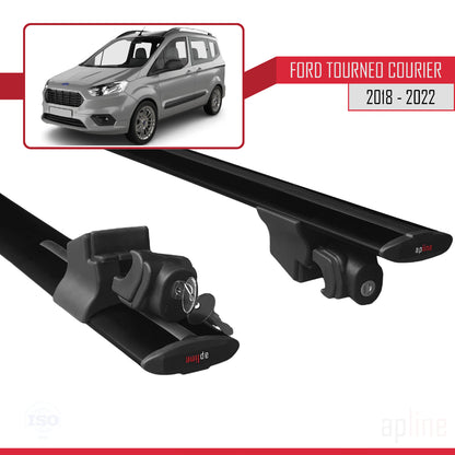 Compatible con Ford Transit/Tourneo Courier Post-Facelift 2018-2022 HOOK Model Barras de Techo Auto Portaequipajes Barras Transversales Negro Aluminio 2 Barras