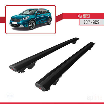 Compatible con Kia Niro (DE) 2017-2022 HOOK Model Barras de Techo Auto Portaequipajes Barras Transversales Negro Aluminio 2 Barras