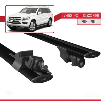 Compatible avec Mercedes Classe GL 2 (X166) 2013-2015 HOOK Model Barres de Toit Railing Porte-Bagages de Voiture Noir Aluminium 2 Barres