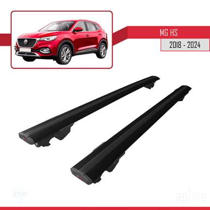 Compatible avec MG HS (AS23) 2018-2024 HOOK Model Barres de Toit Railing Porte-Bagages de Voiture Noir Aluminium 2 Barres