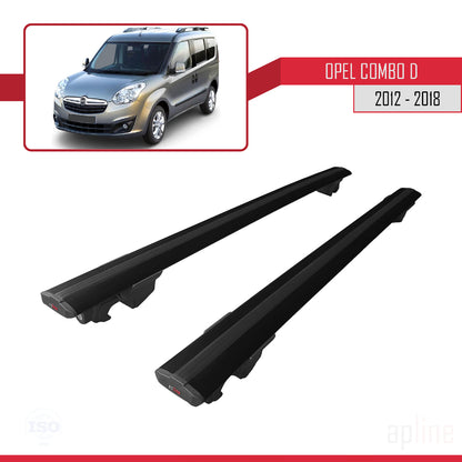 Compatible with Opel Combo D 2012-2018 HOOK Model Car Roof Rack Cross Bar Black Aluminium 2 Bars
