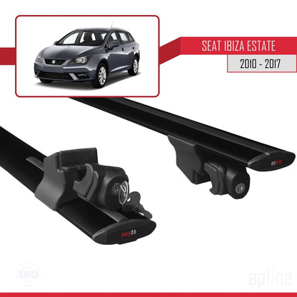 Compatible avec Seat Ibiza 4 (6J) ST 2010-2017 HOOK Model Barres de Toit Railing Porte-Bagages de Voiture Noir Aluminium 2 Barres