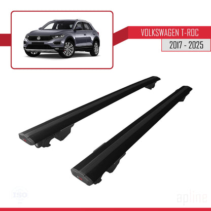 Compatible avec Volkswagen T-Roc 2017-2025 HOOK Model Barres de Toit Railing Porte-Bagages de Voiture Noir Aluminium 2 Barres