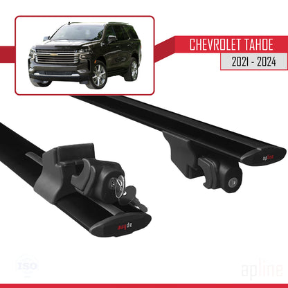 Compatible avec Chevrolet Tahoe 2021-2024 HOOK Model Barres de Toit Railing Porte-Bagages de Voiture Noir Aluminium 2 Barres