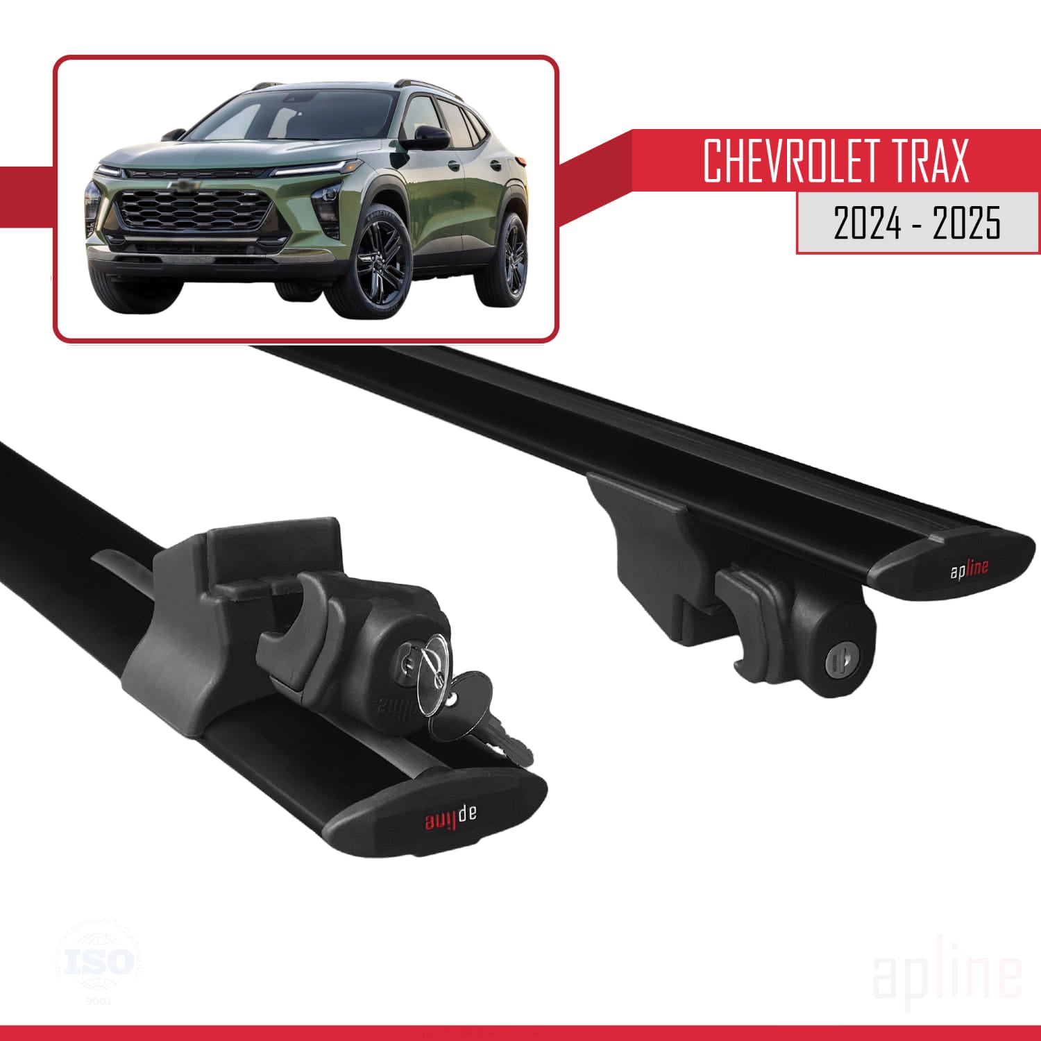 Compatible avec Chevrolet Trax 2024-2025 HOOK Model Barres de Toit Railing Porte-Bagages de Voiture Noir Aluminium 2 Barres