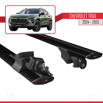 Compatible avec Chevrolet Trax 2024-2025 HOOK Model Barres de Toit Railing Porte-Bagages de Voiture Noir Aluminium 2 Barres
