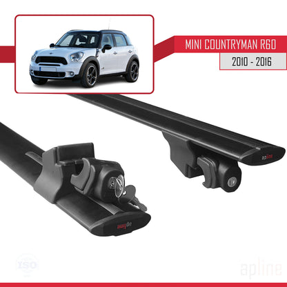 Compatible avec Mini Countryman (R60) 2010-2016 HOOK Model Barres de Toit Railing Porte-Bagages de Voiture Noir Aluminium 2 Barres