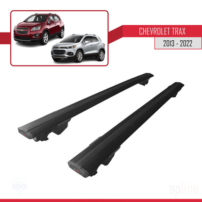 Compatibile con Chevrolet Trax (U200) 2013-2022 modello HOOK Barre portatutto per auto Portapacchi in alluminio nero 2 barre