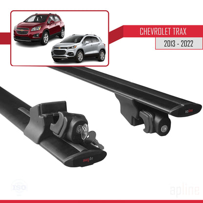 Compatibile con Chevrolet Trax (U200) 2013-2022 modello HOOK Barre portatutto per auto Portapacchi in alluminio nero 2 barre