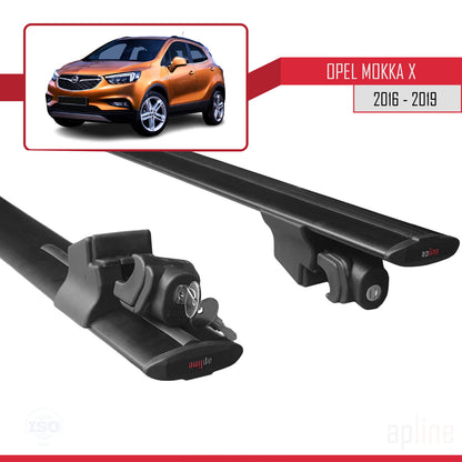 Compatible with Opel Mokka X (J13) 2016-2019 HOOK Model Car Roof Rack Cross Bar Black Aluminium 2 Bars