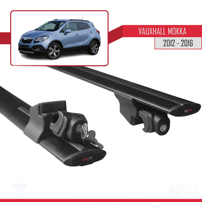 Compatible avec Vauxhall Mokka A (J13) 2012-2016 HOOK Model Barres de Toit Railing Porte-Bagages de Voiture Noir Aluminium 2 Barres