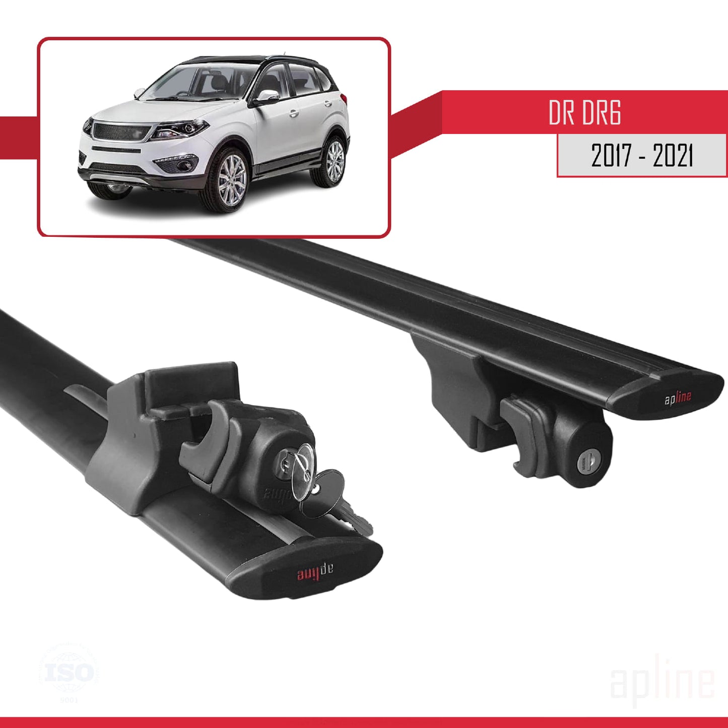 Compatible avec DR DR6 2017-2021 HOOK Model Barres de Toit Railing Porte-Bagages de Voiture Noir Aluminium 2 Barres