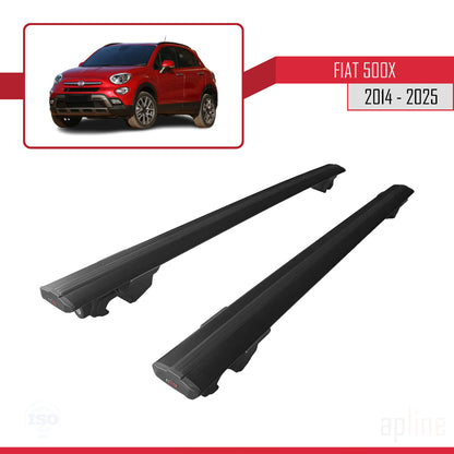 Compatibile con Fiat 500X 2014-2024 Modello HOOK Barre Portatutto Railing Portapacchi Auto Alluminio Nero 2 Barre