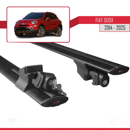 Compatibile con Fiat 500X 2014-2024 Modello HOOK Barre Portatutto Railing Portapacchi Auto Alluminio Nero 2 Barre