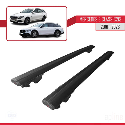 Compatible avec Mercedes Classe E 5 (S213) 2016-2023 HOOK Model Barres de Toit Railing Porte-Bagages de Voiture Noir Aluminium 2 Barres