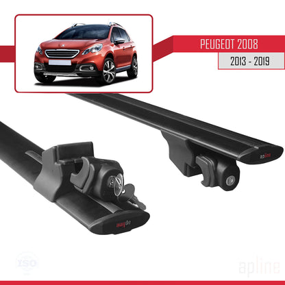 Compatible avec Peugeot 2008 (A94) 2013-2019 HOOK Model Barres de Toit Railing Porte-Bagages de Voiture Noir Aluminium 2 Barres