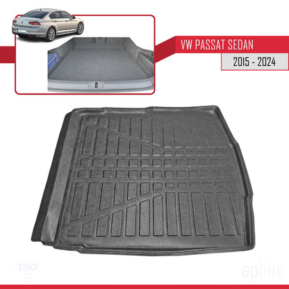 Compatible con Volkswagen Passat B8 (3G) 2015-2022 Flexible Tronco Alfombra De Carga Piso de Carga Bandeja Maletero Trasero Negro