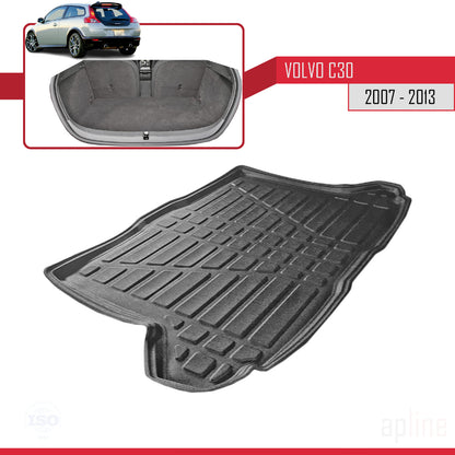 Compatible avec Volvo C30 2007-2013 Flexible Tapis de Coffre Plancher de Chargement Noir