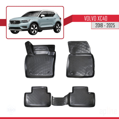 Compatible avec Volvo XC40 2018-2025 4D Tapis de Voiture Noir
