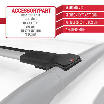 Compatible with GMC Acadia 2007-2017 FLY Model Car Roof Rack Cross Bar Grey Aluminium 2 Bars