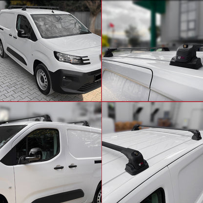 Compatible avec Fiat Doblo 2023-2026 ACE-3 Barres de Toit Railing Porte-Bagages de Voiture Noir Aluminium 2 Barres