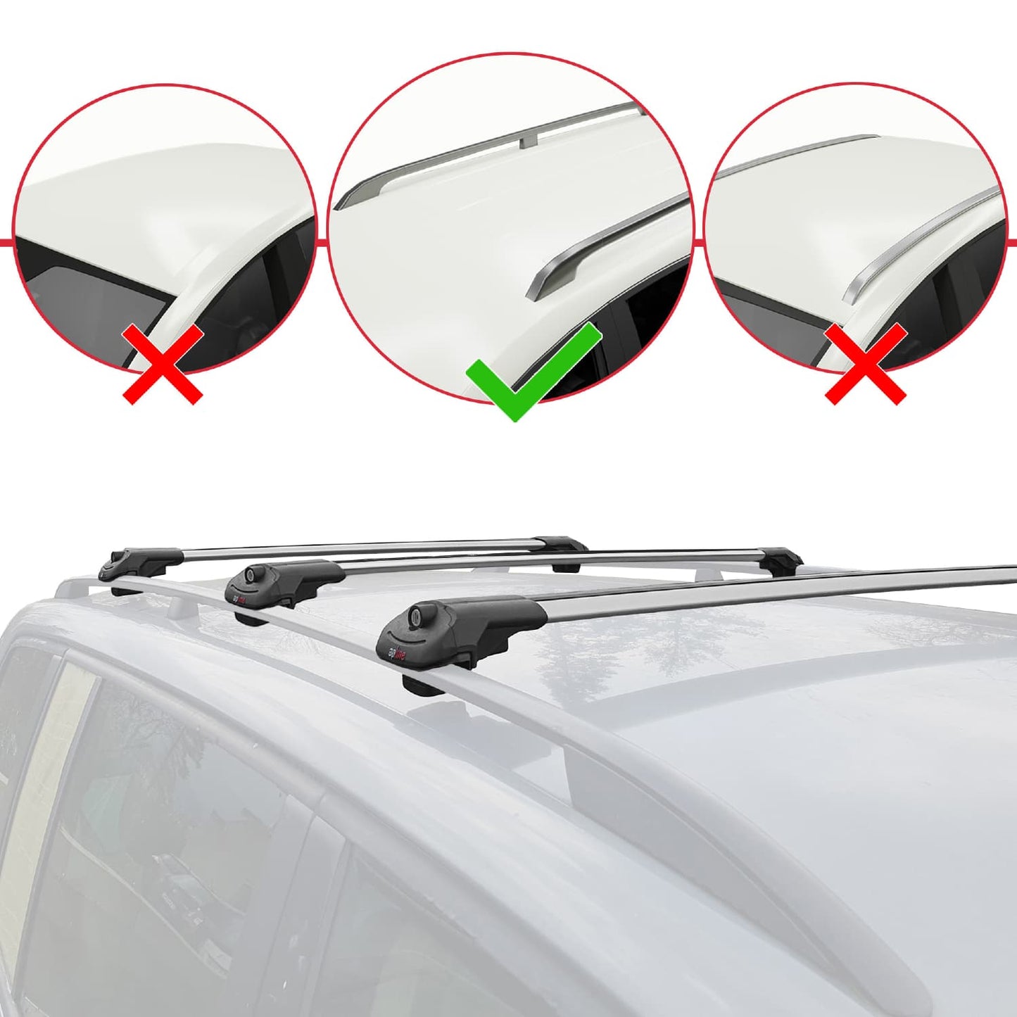 Compatible avec Skoda Kamiq 2019-2025 ACE-1 Barres de Toit Railing Porte-Bagages de Voiture Gris Aluminium 3 Barres
