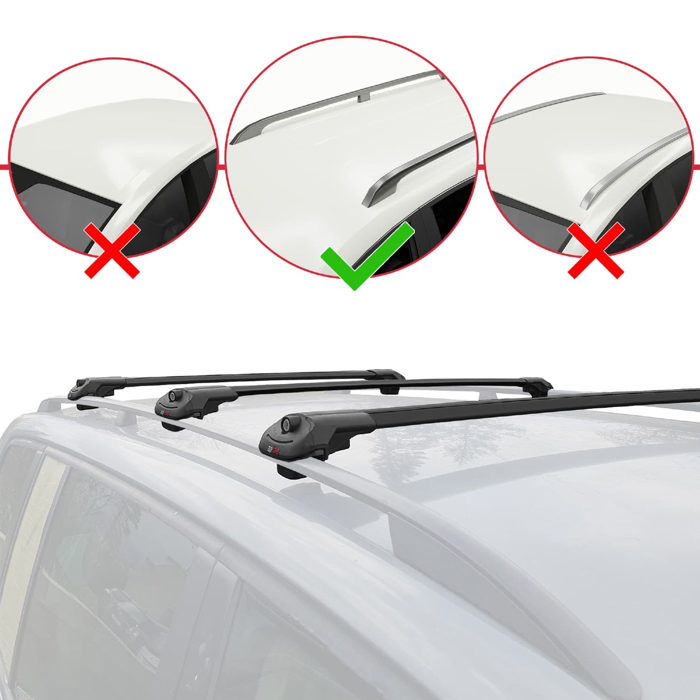 Compatible avec BMW X3 (E83) 2003-2010 ACE-1 Barres de Toit Railing Porte-Bagages de Voiture Noir Aluminium 3 Barres