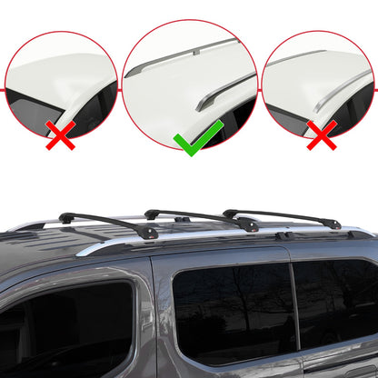 Compatible with Opel Combo E 2019-2022 ACE-1 Car Roof Rack Cross Bar Black Aluminium 3 Bars