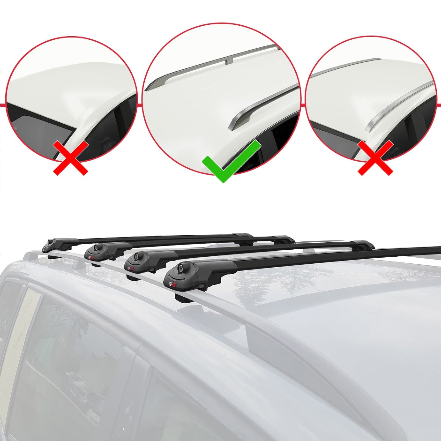 Compatible avec Volkswagen Caddy 3 (SA) 2015-2019 ACE-1 Barres de Toit Railing Porte-Bagages de Voiture Noir Aluminium 4 Barres