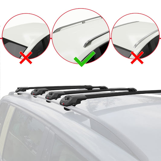 Compatible con Ford Explorer 5 (U502) Pre-Facelift 2011-2015 ACE-1 Barras de Techo Auto Portaequipajes Barras Transversales Negro Aluminio 4 Barras