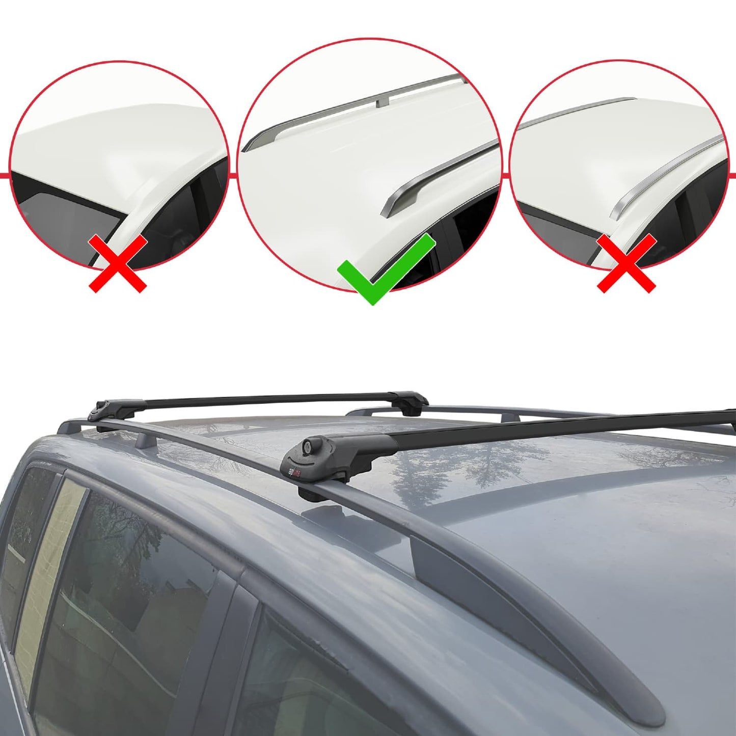 Compatible avec Kia Sportage 1997-2002 ACE-1 Barres de Toit Railing Porte-Bagages de Voiture Noir Aluminium 2 Barres