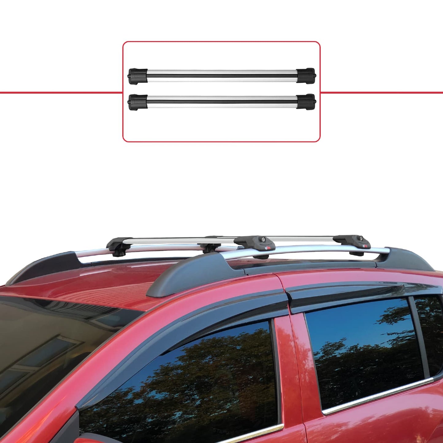 Compatible avec Dacia Sandero Stepway 2 2012-2020 ACE-1 Barres de Toit Railing Porte-Bagages de Voiture Gris Aluminium 2 Barres