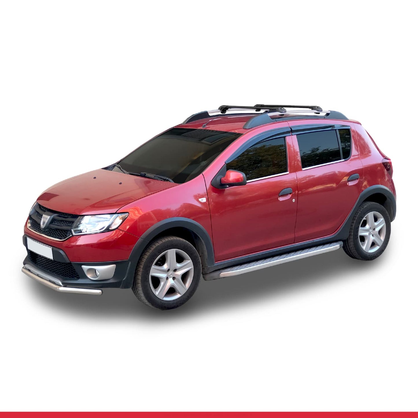 Compatible avec Dacia Sandero Stepway 2 2012-2020 ACE-1 Barres de Toit Railing Porte-Bagages de Voiture Noir Aluminium 2 Barres