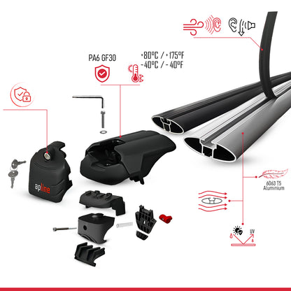Compatible con Skoda Octavia 4 (NX) 2020-2025 ACE-2 Barras de Techo Auto Portaequipajes Barras Transversales Negro Aluminio 2 Barras