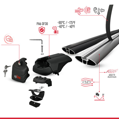 Compatible con Jeep Grand Cherokee 4 (WK2) 2011-2020 ACE-2 Barras de Techo Auto Portaequipajes Barras Transversales Gris Aluminio 2 Barras
