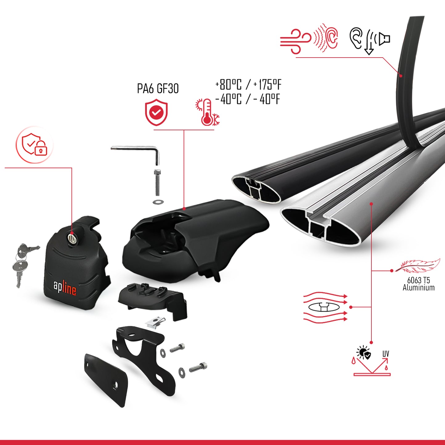 Compatible con Honda CR-V 5 2017-2022 ACE-2 Barras de Techo Auto Portaequipajes Barras Transversales Negro Aluminio 2 Barras