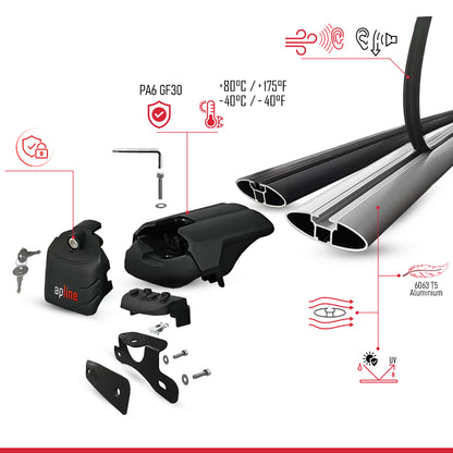 Compatible con Honda CR-V 5 2017-2022 ACE-2 Barras de Techo Auto Portaequipajes Barras Transversales Gris Aluminio 2 Barras